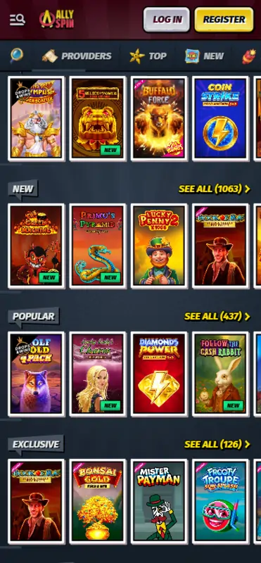 Allyspin Casino - Libreria giochi